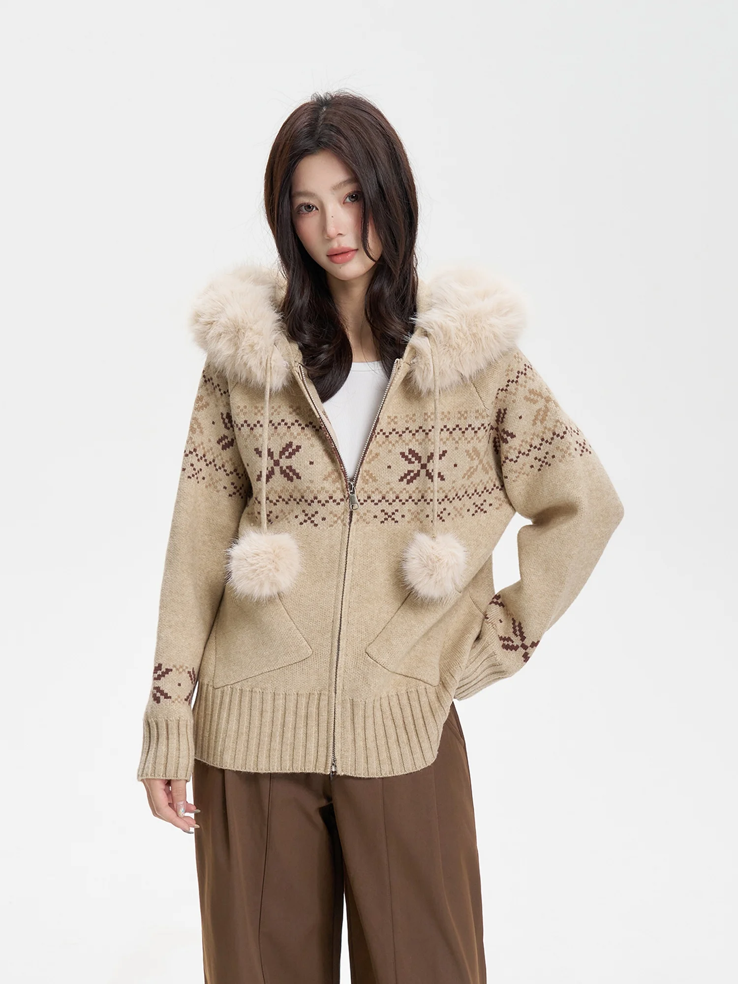 Insliisa Korean Sle Knitted Cardigan Women's Autumn Winter Small Size Long Sve Coat with Fur Collar Floral Print Zipper
Insliisa Korean Sle Knitted Cardigan Women's Autumn Winter Small Size Long Sve Coat with Fur Collar Floral Print Zipper