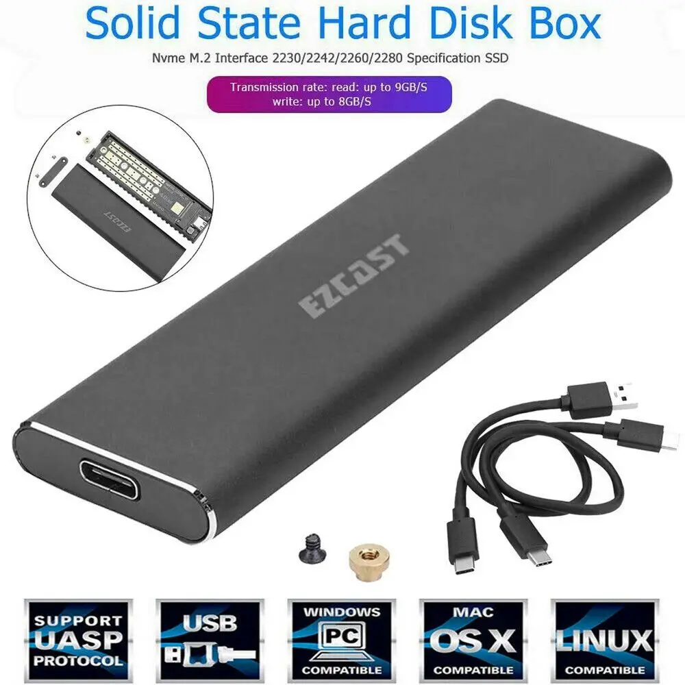 S8000 Hard Drive Enclosure M2 SSD Hard Case NVME PCIe Enclosure M.2 to USB Type C 3.1 GEN2 M Key Adapter for Computer Laptop Win
S8000 Hard Drive Enclosure M2 SSD Hard Case NVME PCIe Enclosure M.2 to USB Type C 3.1 GEN2 M Key Adapter for Computer Laptop Win