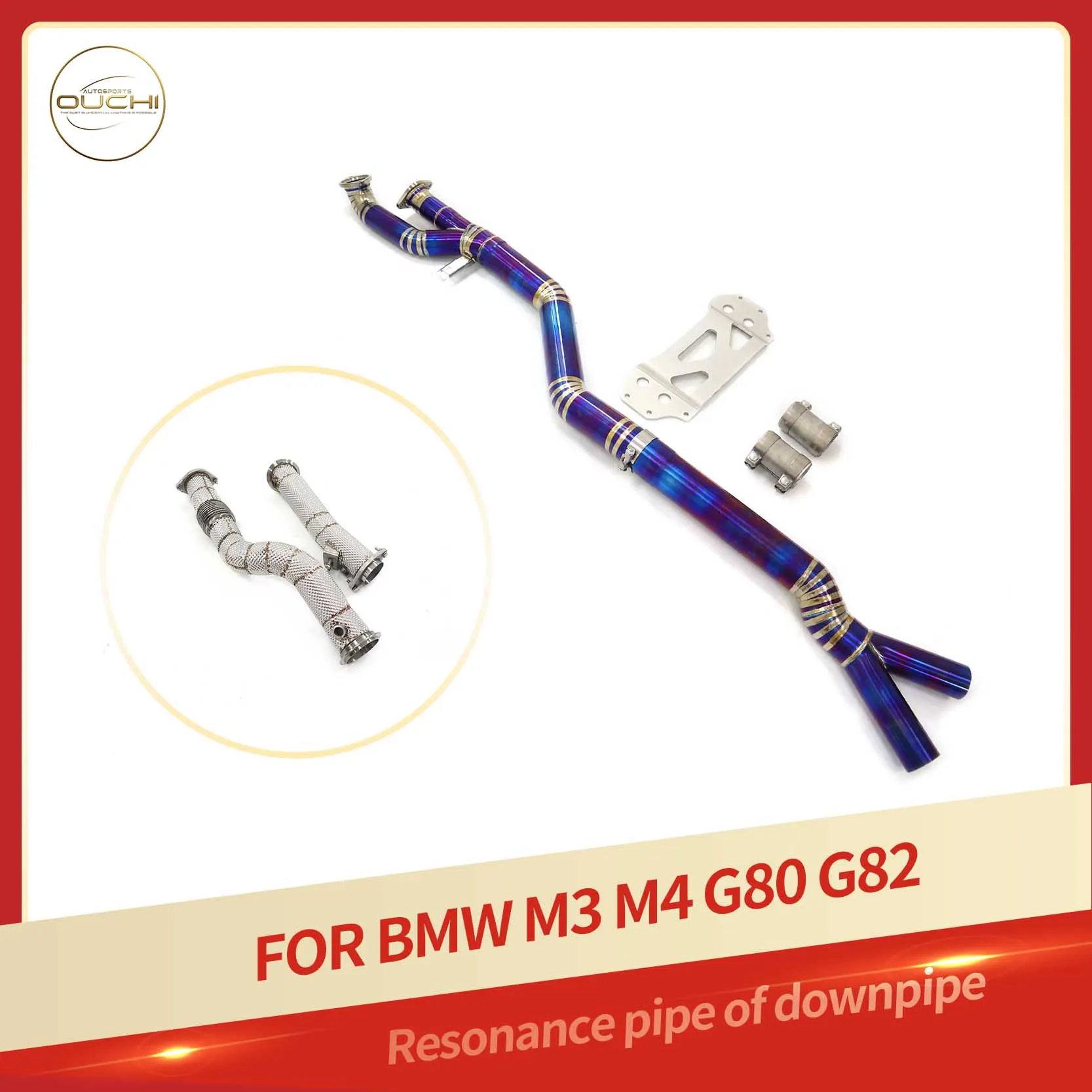 OUCHI SS304 Catted Downpipe & Titanium Midpipe for BMW M3 M4 G8X, With Heat Shield, Direct Fit & Lossless Installation
OUCHI SS304 Catted Downpipe & Titanium Midpipe for BMW M3 M4 G8X, With Heat Shield, Direct Fit & Lossless Installation