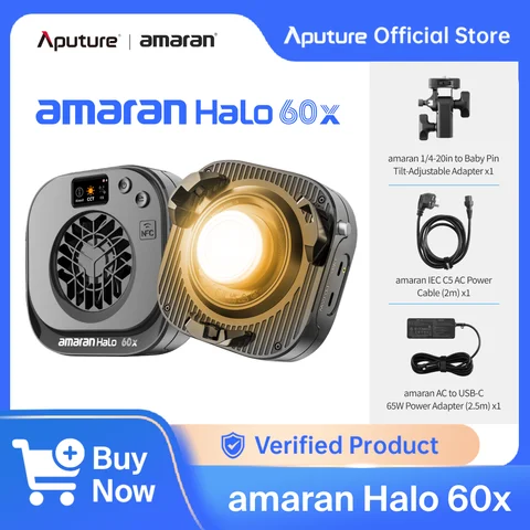 amaran Halo 60x 100x Ultra-Compact 63W Bi-color COB Video Light 2700K to 6500K amaran APP Control Photography Light by Aputure
