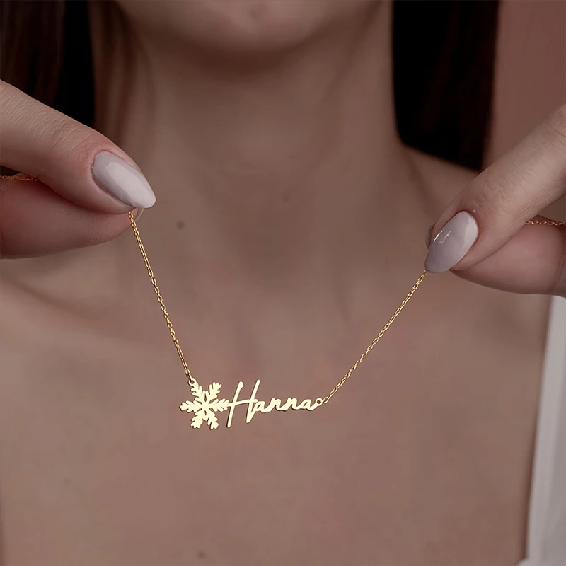 Ожерелье с подвеской в виде снежинки на заказ, персонализированное 18-каратное позолоченное ювелирное изделие из нержавеющей стали, элегантная рождественская табличка с именем, подарок для мамы
Ожерелье с подвеской в виде снежинки на заказ, персонализированное 18-каратное позолоченное ювелирное изделие из нержавеющей стали, элегантная рождественская табличка с именем, подарок для мамы
