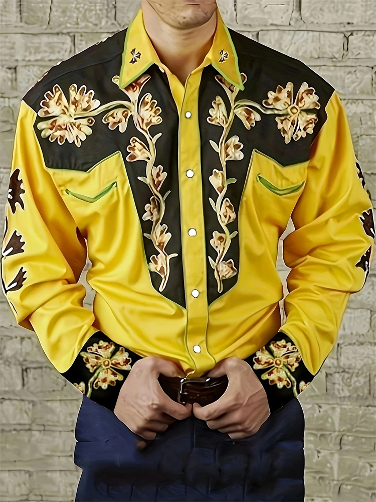 Мужская рубашка в западном стиле с цветочным принтом, повседневная рубашка с длинным рукавом, изысканный цветочный дизайн, удобная рубашка для отдыха на открытом воздухе, вечерние рубашки
Мужская рубашка в западном стиле с цветочным принтом, повседневная рубашка с длинным рукавом, изысканный цветочный дизайн, удобная рубашка для отдыха на открытом воздухе, вечерние рубашки