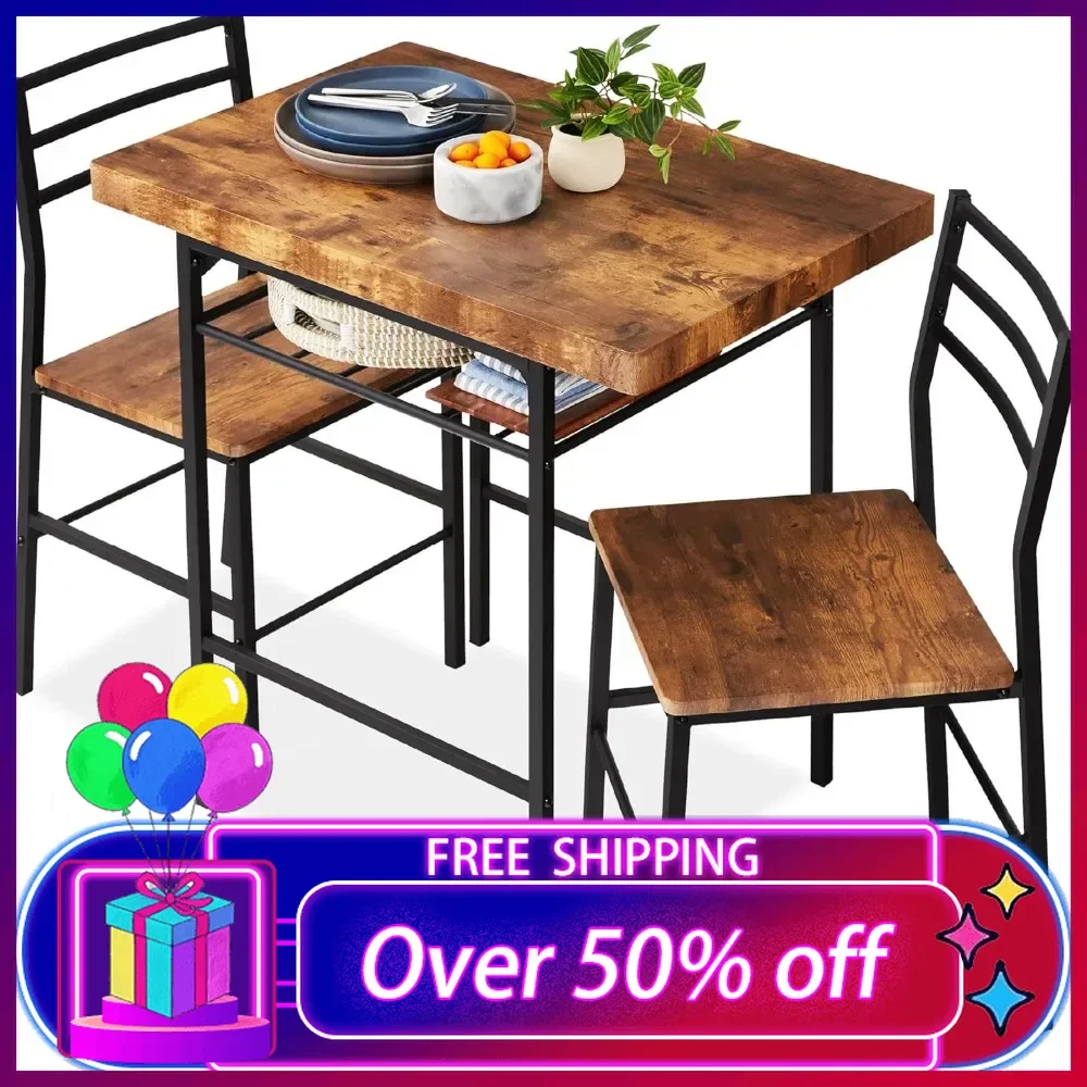 3-Piece Modern Dining Set, Space Saving Dinette for Kitchen, Dining Room, Small Space w/Steel Frame, Built-in Storage Rack
3-Piece Modern Dining Set, Space Saving Dinette for Kitchen, Dining Room, Small Space w/Steel Frame, Built-in Storage Rack