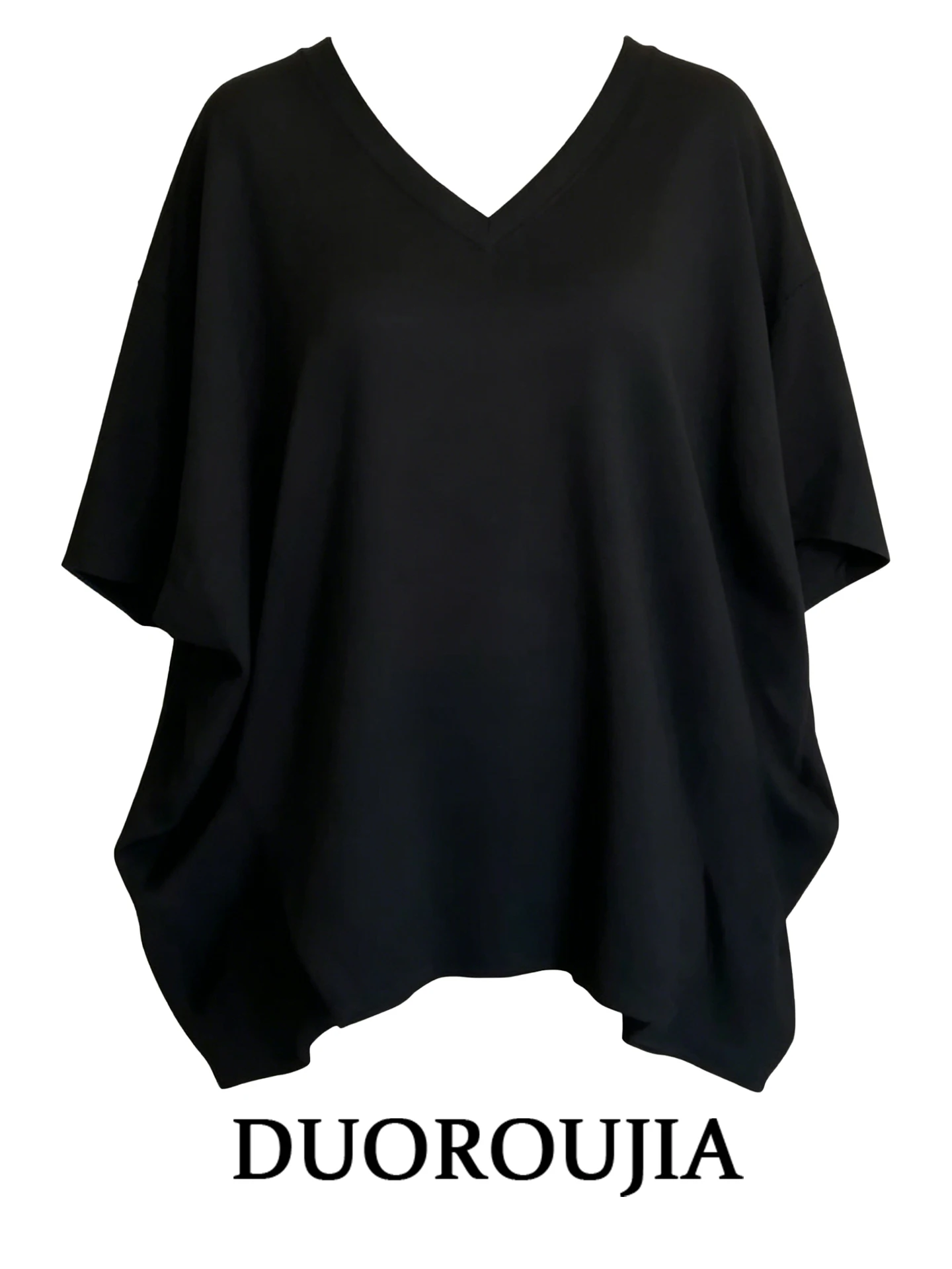 plus Size Women's T-Shirt V-Neck Batwing Sleeve Irregular Short Sleeve Slimming Design Summer Fashion Black Top Korean Style
plus Size Women's T-Shirt V-Neck Batwing Sleeve Irregular Short Sleeve Slimming Design Summer Fashion Black Top Korean Style