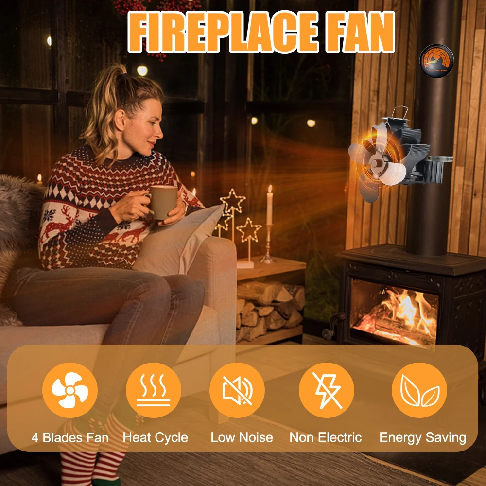 Wood Stove Fan Heat Powered Non-Electric Lotus Shaped 4-blade Silent Flue Pipe Hanging Fireplace Fan
Wood Stove Fan Heat Powered Non-Electric Lotus Shaped 4-blade Silent Flue Pipe Hanging Fireplace Fan
