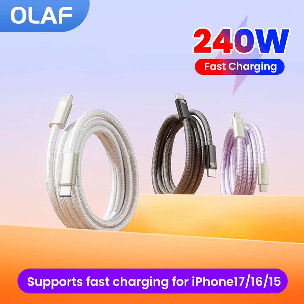 PD 240W Fast Charging Type C to Type C Cable For iPhone 15 16 17 Sumsung Huawei Xiaomi USB C Cable For Laptops iPad Quick Charge
PD 240W Fast Charging Type C to Type C Cable For iPhone 15 16 17 Sumsung Huawei Xiaomi USB C Cable For Laptops iPad Quick Charge