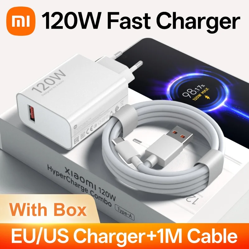 Original Xiaomi 120W Charger Fast Charger USB 6A Cable for Xiaomi 17 17T 15 13T Redmi Note 15 14 13 Pro 12 Poco X7 Pro F7 Ultra
Original Xiaomi 120W Charger Fast Charger USB 6A Cable for Xiaomi 17 17T 15 13T Redmi Note 15 14 13 Pro 12 Poco X7 Pro F7 Ultra