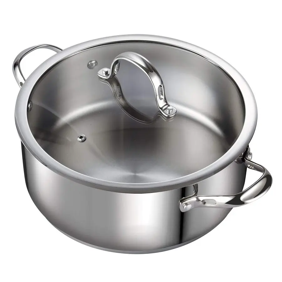 Dutch Oven Casserole with Glass Lid, 7Quart Classic Stainless Steel Stockpot, Silver
Dutch Oven Casserole with Glass Lid, 7Quart Classic Stainless Steel Stockpot, Silver