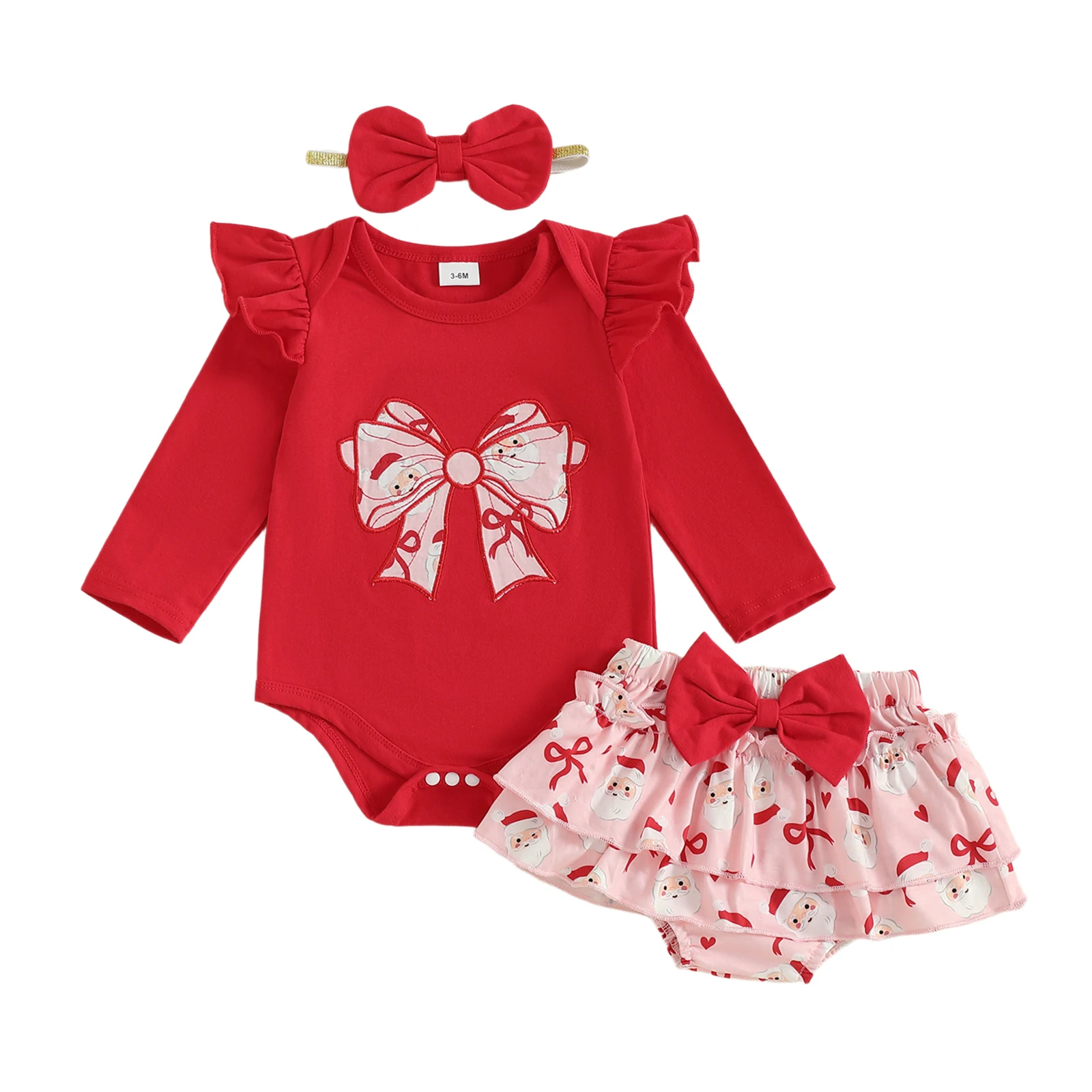 Baby Girls Christmas Outfits Bow Embroidery Long Sleeve Jumpsuits Santa Print Shorts Cute Headband Set
Baby Girls Christmas Outfits Bow Embroidery Long Sleeve Jumpsuits Santa Print Shorts Cute Headband Set