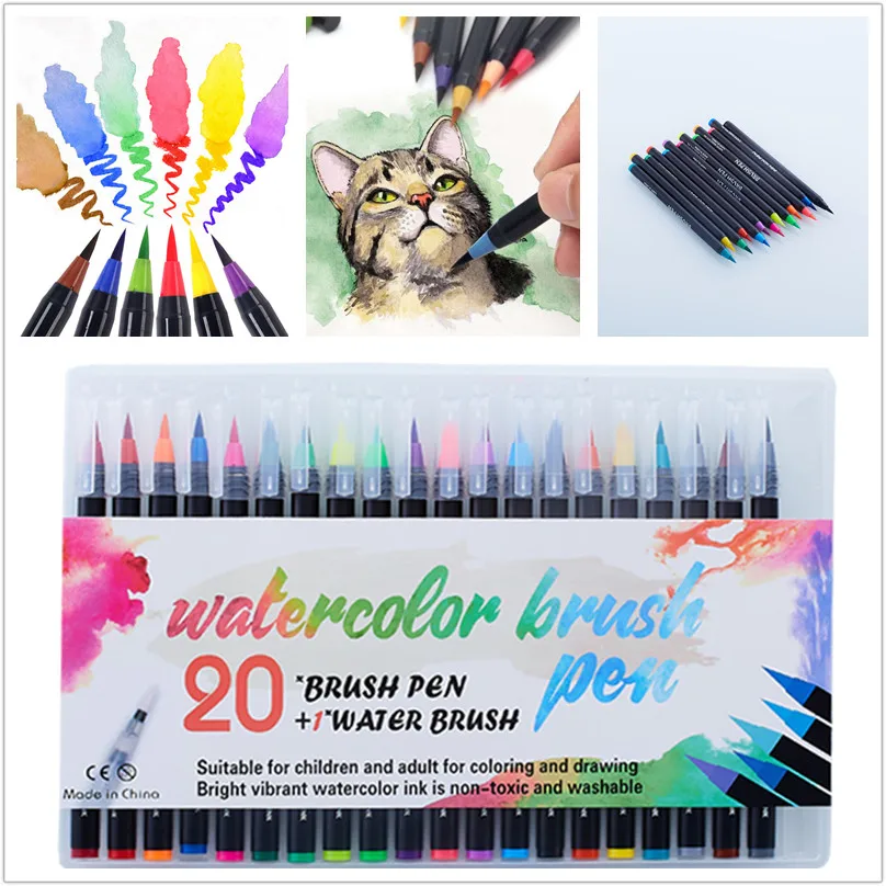 20-72 Colors Watercolor Brush Pens Art Marker Pens for School Supplies Stationery Drawing Coloring Books Manga Comic Calligraphy
20-72 Colors Watercolor Brush Pens Art Marker Pens for School Supplies Stationery Drawing Coloring Books Manga Comic Calligraphy