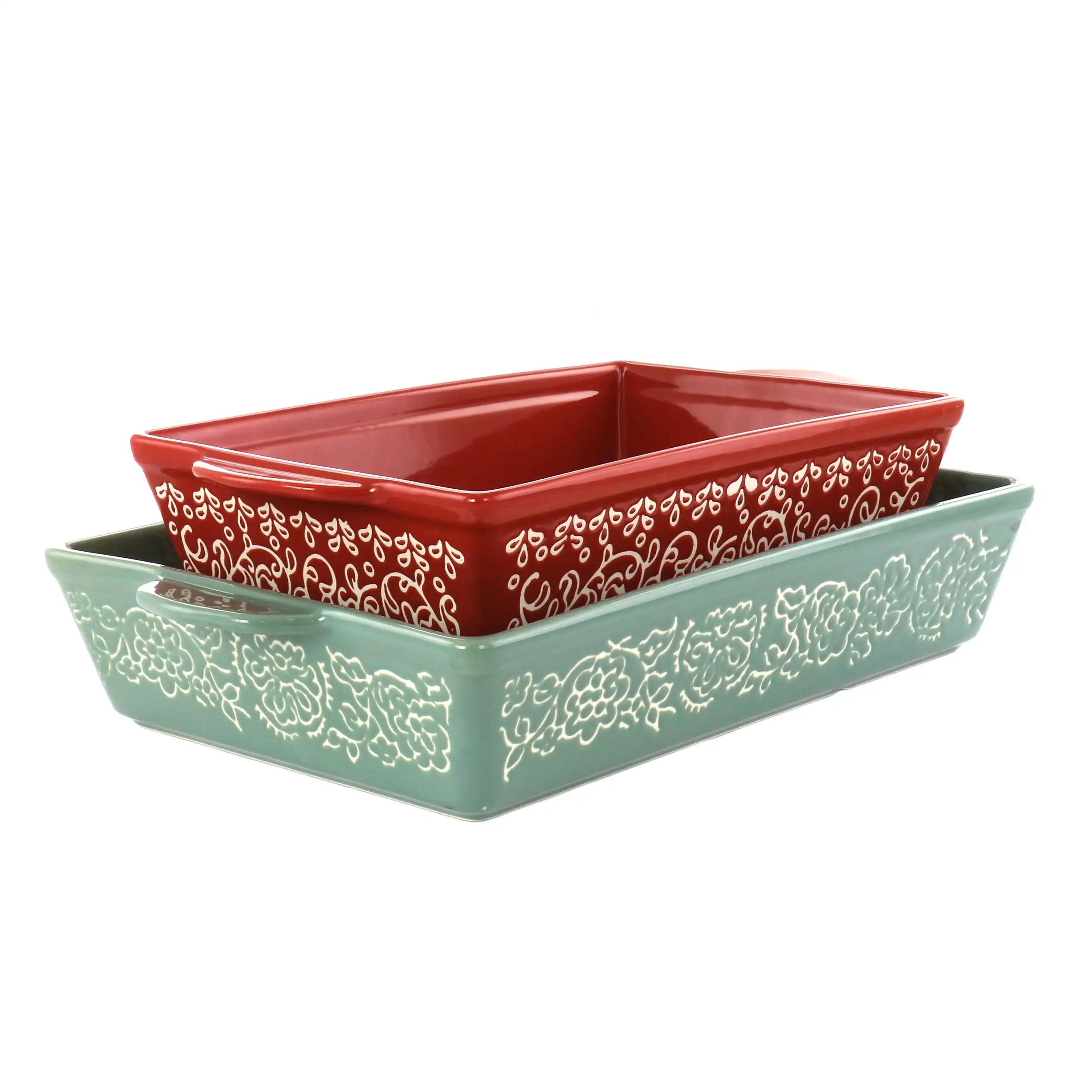 Набор из двух предметов Tierra Wax Relief Stoneware Baker из красного и мятного цвета
Набор из двух предметов Tierra Wax Relief Stoneware Baker из красного и мятного цвета