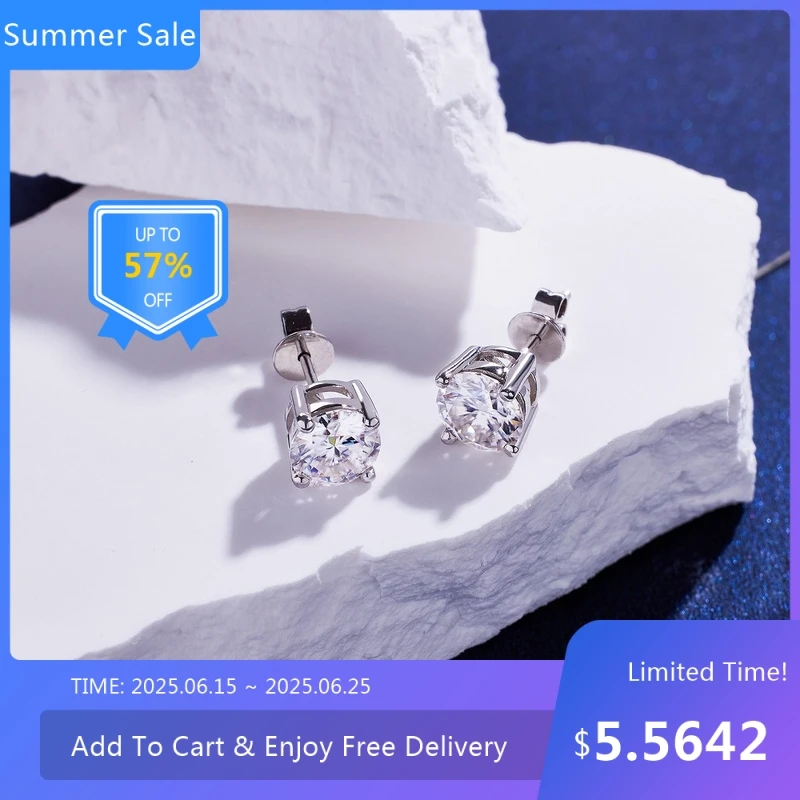 Holycome 1 Carat 6.5mm D Color Moissanite Stud Earrings For Women Top Quality 100% 925 Sterling Silver Sparkling Wedding Jewelry
Holycome 1 Carat 6.5mm D Color Moissanite Stud Earrings For Women Top Quality 100% 925 Sterling Silver Sparkling Wedding Jewelry