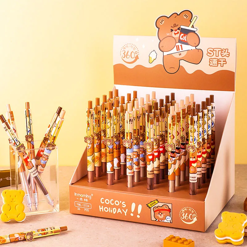 36 pcs/lot Kawaii Bear Press Gel Pen Cute 0.5mm Black Ink Signature Pens Promotional Gift Stationery School Supplies
36 pcs/lot Kawaii Bear Press Gel Pen Cute 0.5mm Black Ink Signature Pens Promotional Gift Stationery School Supplies