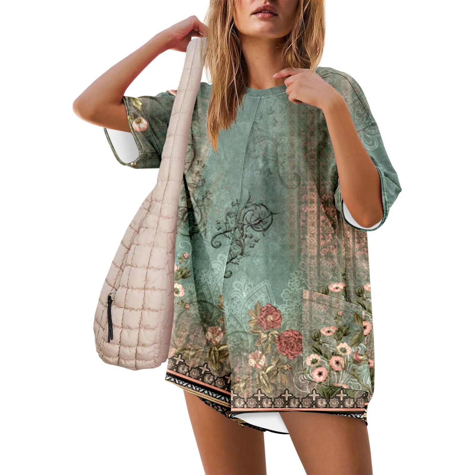 Fashion Short Sleeve Loose Beach Jumpsuits For Women 2024 Summer Print Casual Pocket Casual Shorts One Pieces Playsuit Romper
Fashion Short Sleeve Loose Beach Jumpsuits For Women 2024 Summer Print Casual Pocket Casual Shorts One Pieces Playsuit Romper