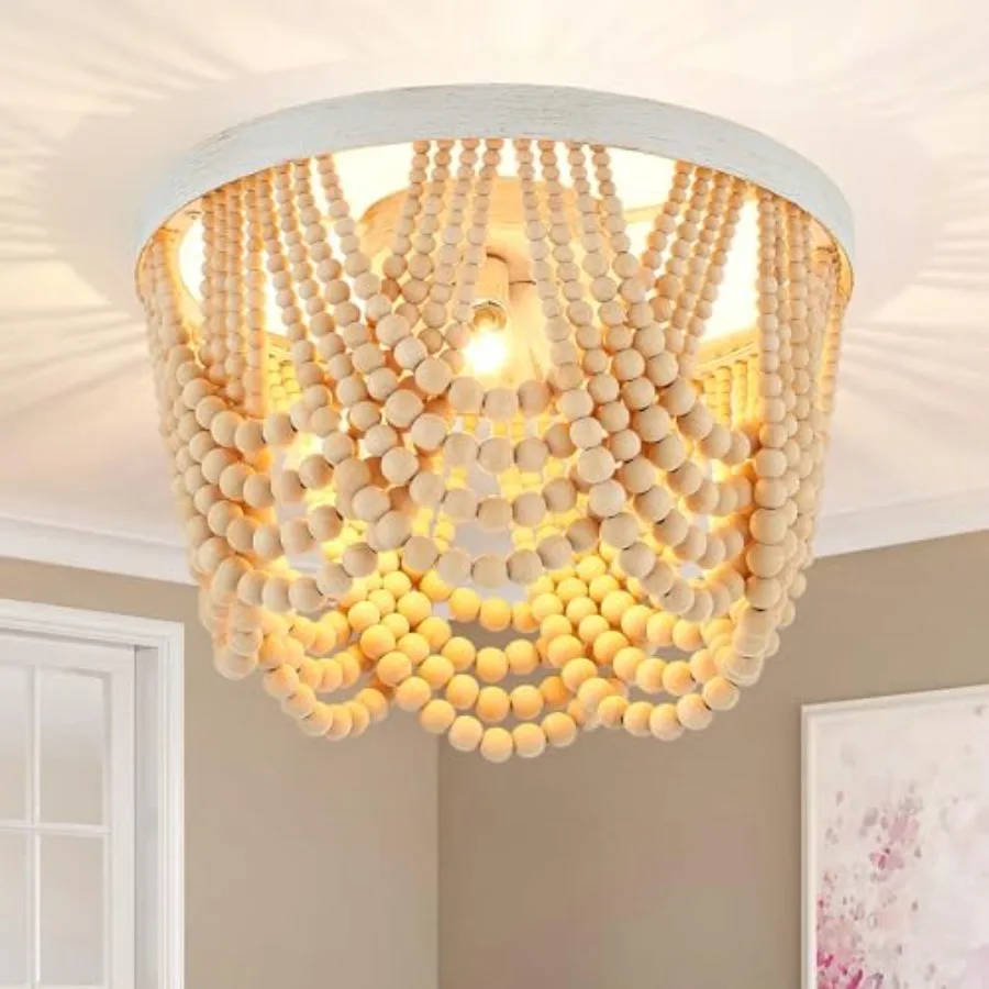 Bohemia Wood Beaded Flush Mount Ceiling Light Vintage Rustic Mini Chandelier Antique 3-Light Boho Light Fixture for BedroomNurs
Bohemia Wood Beaded Flush Mount Ceiling Light Vintage Rustic Mini Chandelier Antique 3-Light Boho Light Fixture for BedroomNurs