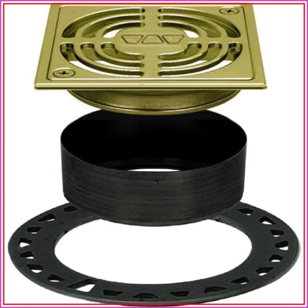 4" Square Shower Grate Kit with Integrated Slope Flange, Brushed Brass Finish - Ideal for Tile Showers
4" Square Shower Grate Kit with Integrated Slope Flange, Brushed Brass Finish - Ideal for Tile Showers