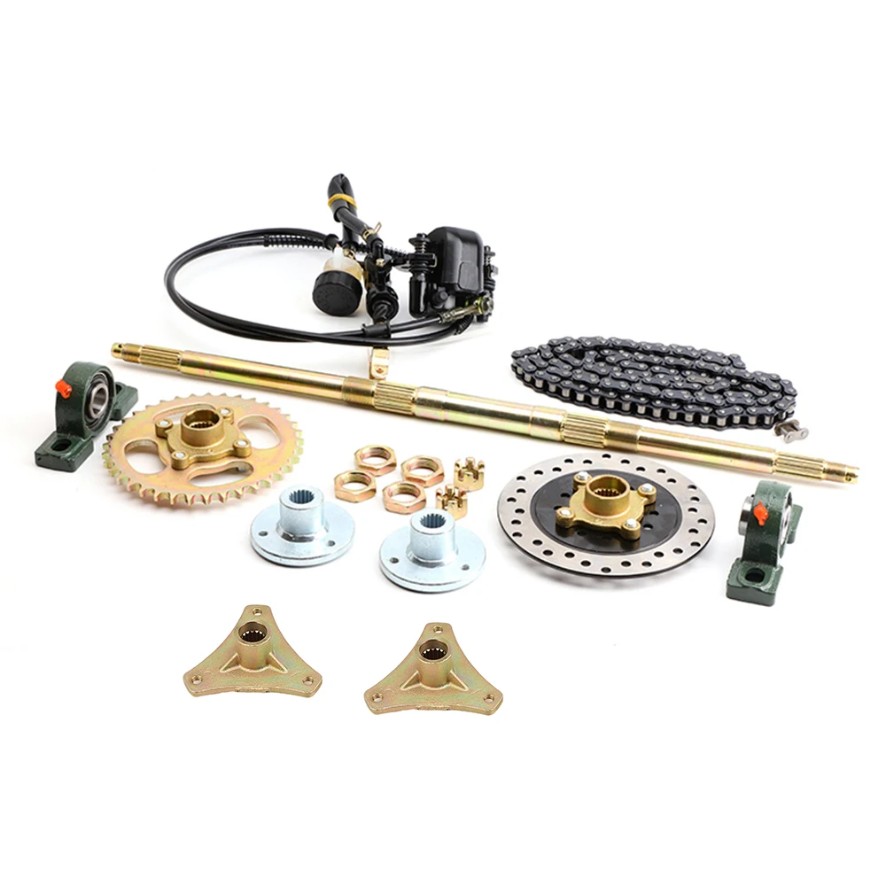 610mm Rear Axle Complete Assembly with Hub Brake Disc 428-37T Sprocket for Go Kart ATV UTV Buggy Parts
610mm Rear Axle Complete Assembly with Hub Brake Disc 428-37T Sprocket for Go Kart ATV UTV Buggy Parts