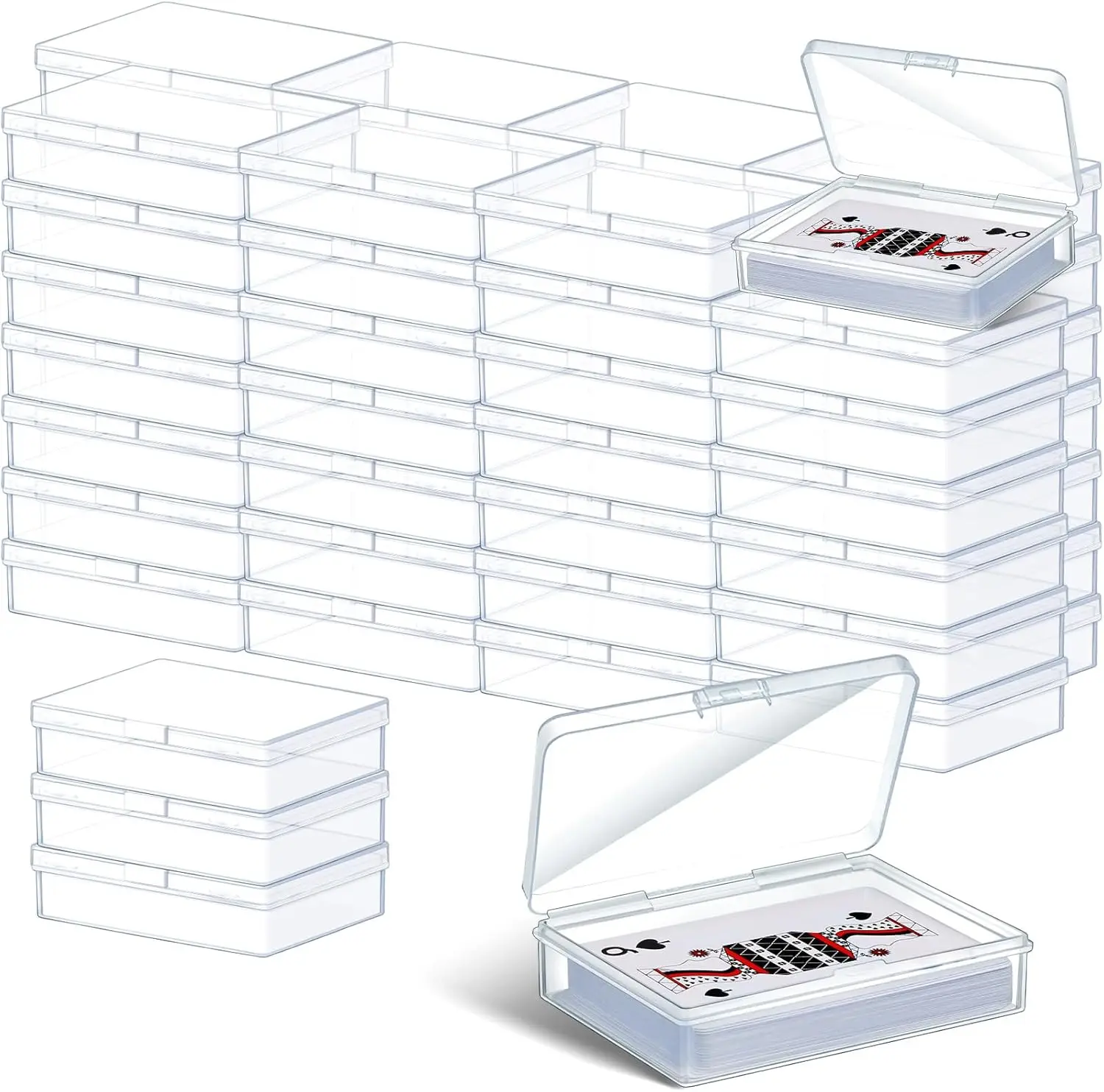 Clear Plastic Playing Card Storage Box with Snap Closure, Holds 120 Cards, Compact Size for Easy Portability
Clear Plastic Playing Card Storage Box with Snap Closure, Holds 120 Cards, Compact Size for Easy Portability