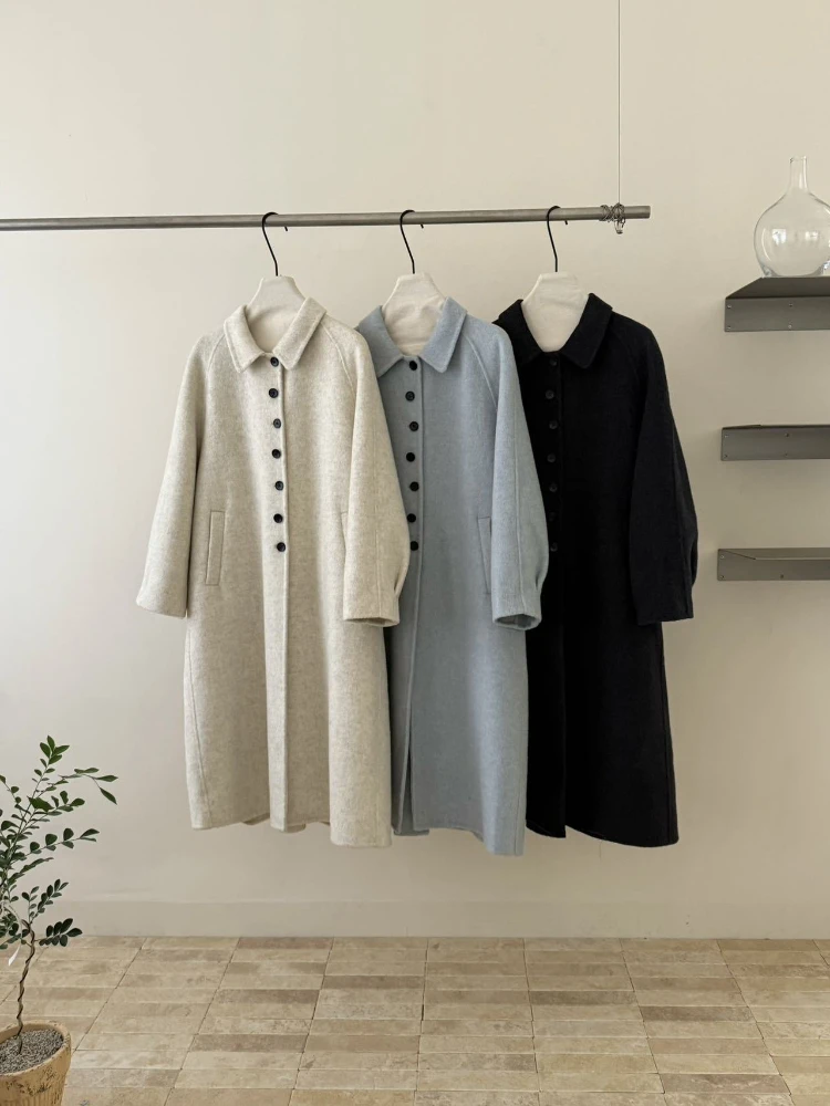 Double-Sided Wool Coat High Quality Single-Breasted Jacket Women's Doll Collar Lantern Sleeve H-Line Thick Overcoat Winter 2025
Double-Sided Wool Coat High Quality Single-Breasted Jacket Women's Doll Collar Lantern Sleeve H-Line Thick Overcoat Winter 2025