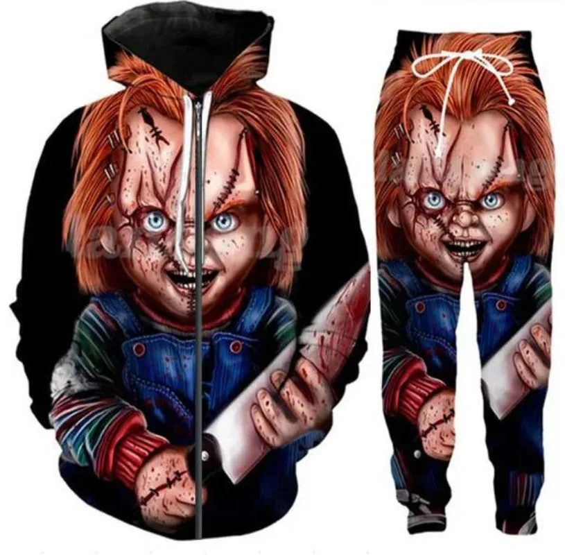 New Men/Womens Horror Movie Chucky Funny 3D Print Fashion Tracksuits Pants + Zipper Hoodie Casual Sportswear
New Men/Womens Horror Movie Chucky Funny 3D Print Fashion Tracksuits Pants + Zipper Hoodie Casual Sportswear