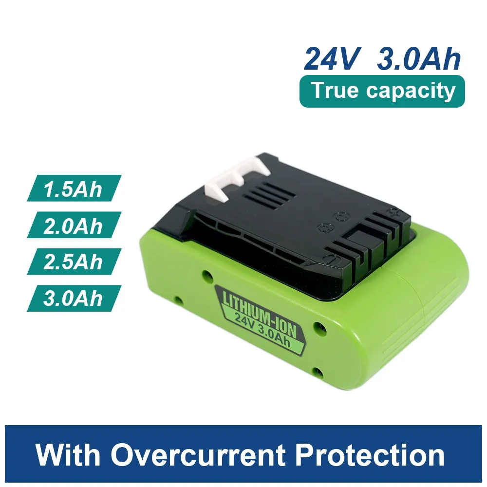 24V 3Ah 2.5Ah Tools Li-ion Battery Rechargeable for Greenworks 24V Power Tools 29842 29852 29322 20362 MO24B410 MO48L4211
24V 3Ah 2.5Ah Tools Li-ion Battery Rechargeable for Greenworks 24V Power Tools 29842 29852 29322 20362 MO24B410 MO48L4211