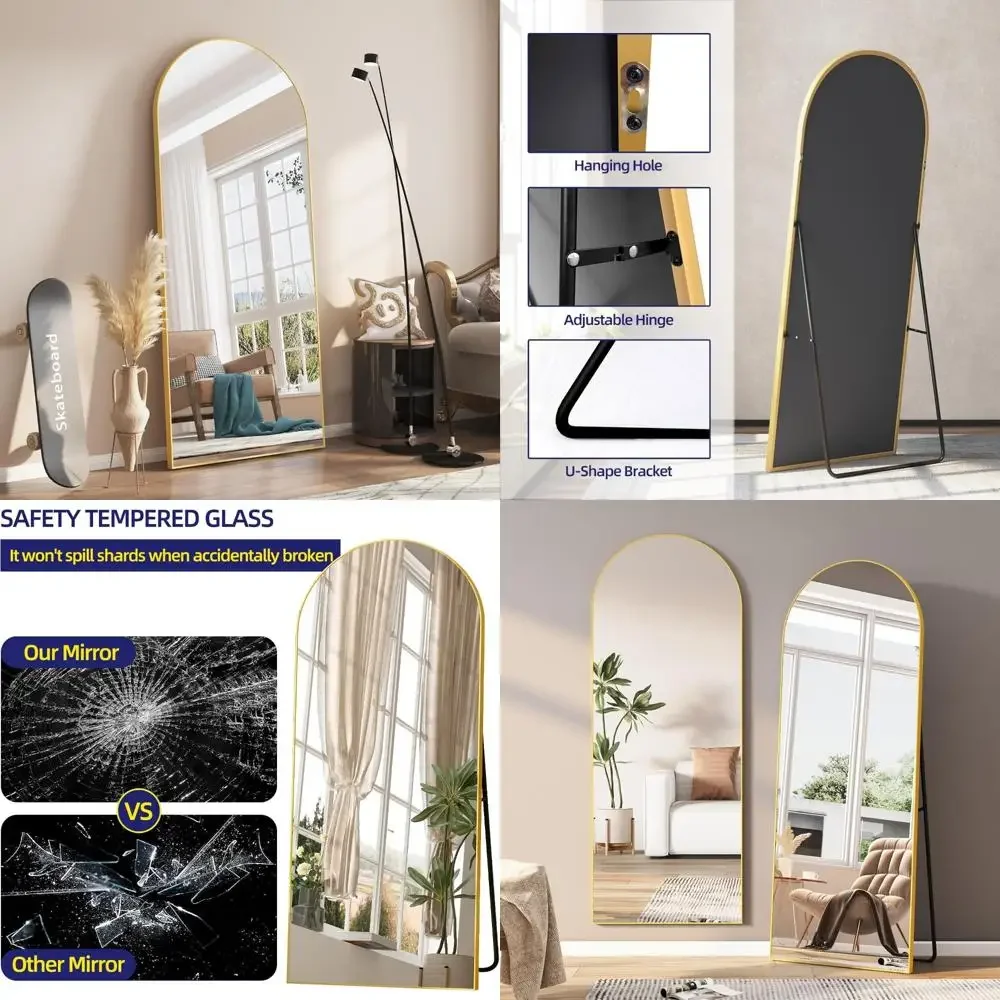 Arched Full-Length 65 x 24 Floor Mirror - Aluminum Framed Leaning Wall Mirror for Full Body Reflections
Arched Full-Length 65 x 24 Floor Mirror - Aluminum Framed Leaning Wall Mirror for Full Body Reflections