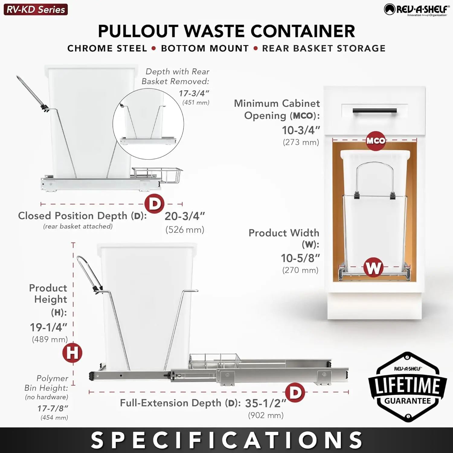 Pullout Trash Can For Kitchen Cabinets 35 Qt Garbage Waste Recycling Bin W/Full Extension Slide, Metallic Silver, Rv-12Kd-17C S
Pullout Trash Can For Kitchen Cabinets 35 Qt Garbage Waste Recycling Bin W/Full Extension Slide, Metallic Silver, Rv-12Kd-17C S