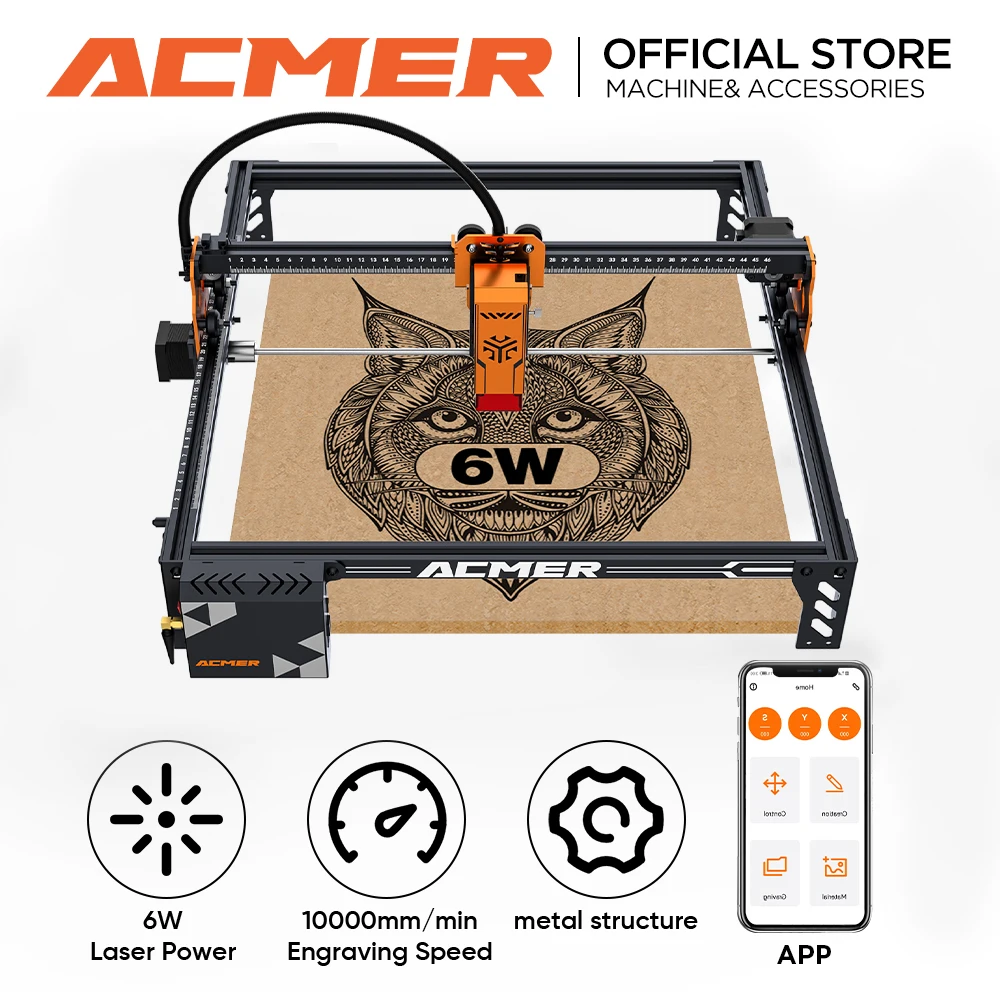 ACMER P1 S PRO 48/36/20/10/6W Laser Engraver Machine With APP WIFI Offline Control Cutting Machine CNC Diode Woodworking Tool
ACMER P1 S PRO 48/36/20/10/6W Laser Engraver Machine With APP WIFI Offline Control Cutting Machine CNC Diode Woodworking Tool
