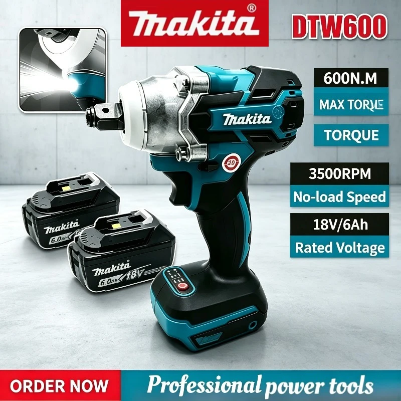 Makita DTW600 Cordless Impact Wrench 18V Brushless, 280N.m High Torque, Rechargeable, Ideal for Auto Repair Electric Wrench Tool
Makita DTW600 Cordless Impact Wrench 18V Brushless, 280N.m High Torque, Rechargeable, Ideal for Auto Repair Electric Wrench Tool