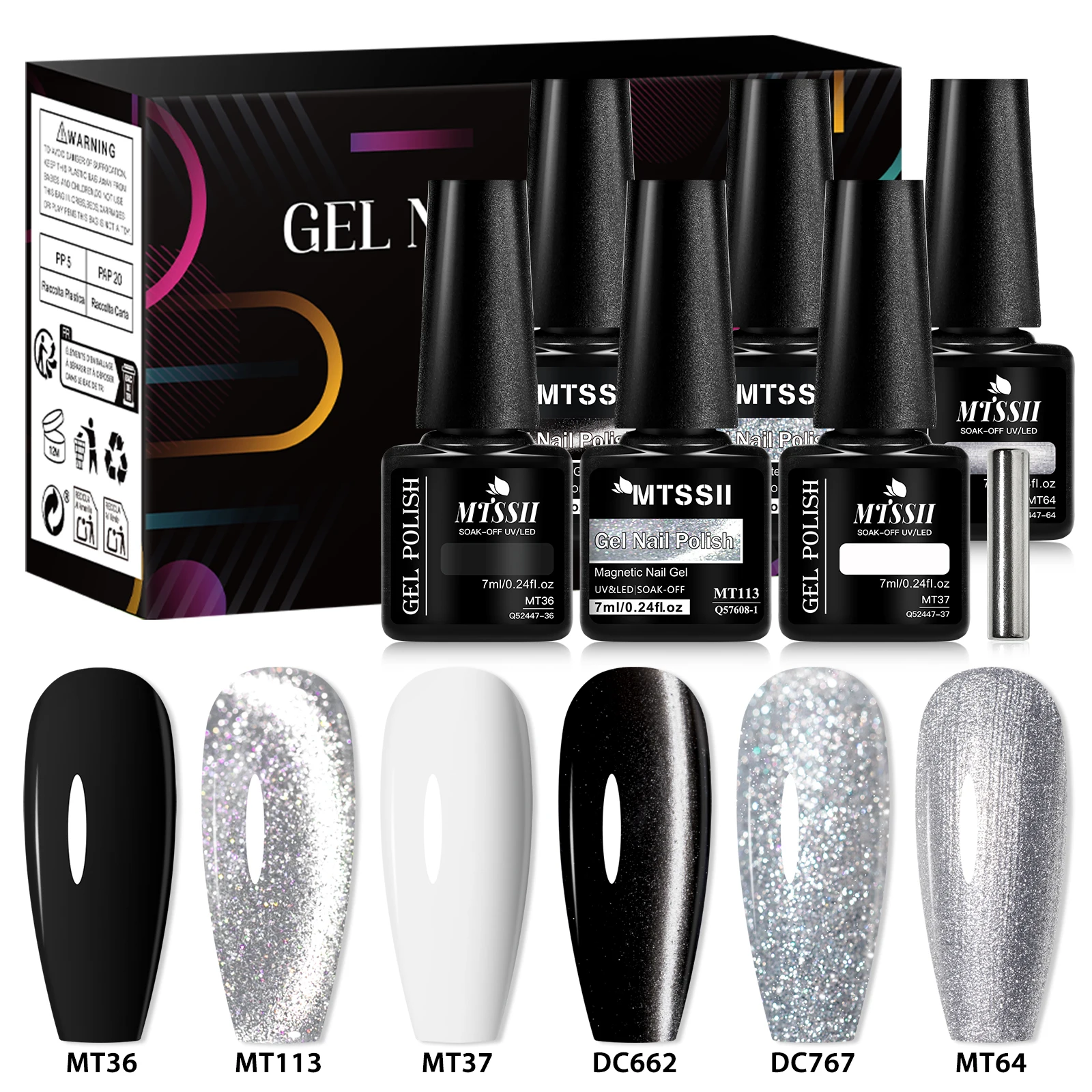 7 шт., серебристый, черный, блестящий кот, магнитный гель-лак для ногтей, набор блестящих полуперманентных лаков для ногтей, принадлежности для ногтей
7 шт., серебристый, черный, блестящий кот, магнитный гель-лак для ногтей, набор блестящих полуперманентных лаков для ногтей, принадлежности для ногтей