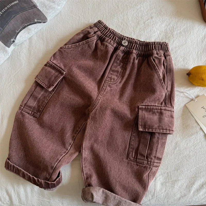 Children's trousers 2025 spring new products boys and girls sticker tooling trousers baby solid color wide-leg trousers tide
Children's trousers 2025 spring new products boys and girls sticker tooling trousers baby solid color wide-leg trousers tide