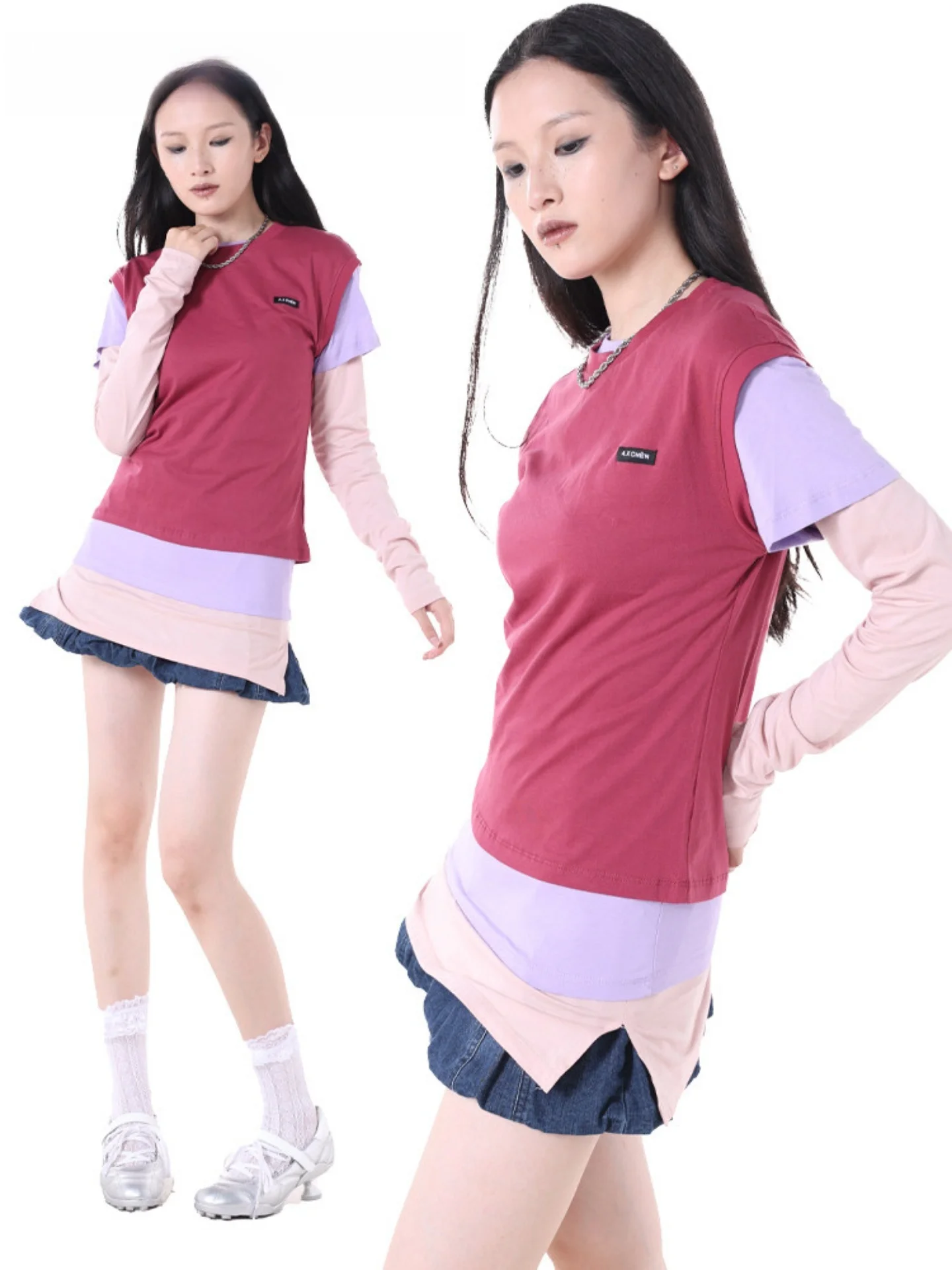 Loose Fit Layering Vest Set Women's Short Sleeve Long Sleeve T-Shirt Three Piece Set Base Layer Crossbody Cotton Blend
Loose Fit Layering Vest Set Women's Short Sleeve Long Sleeve T-Shirt Three Piece Set Base Layer Crossbody Cotton Blend