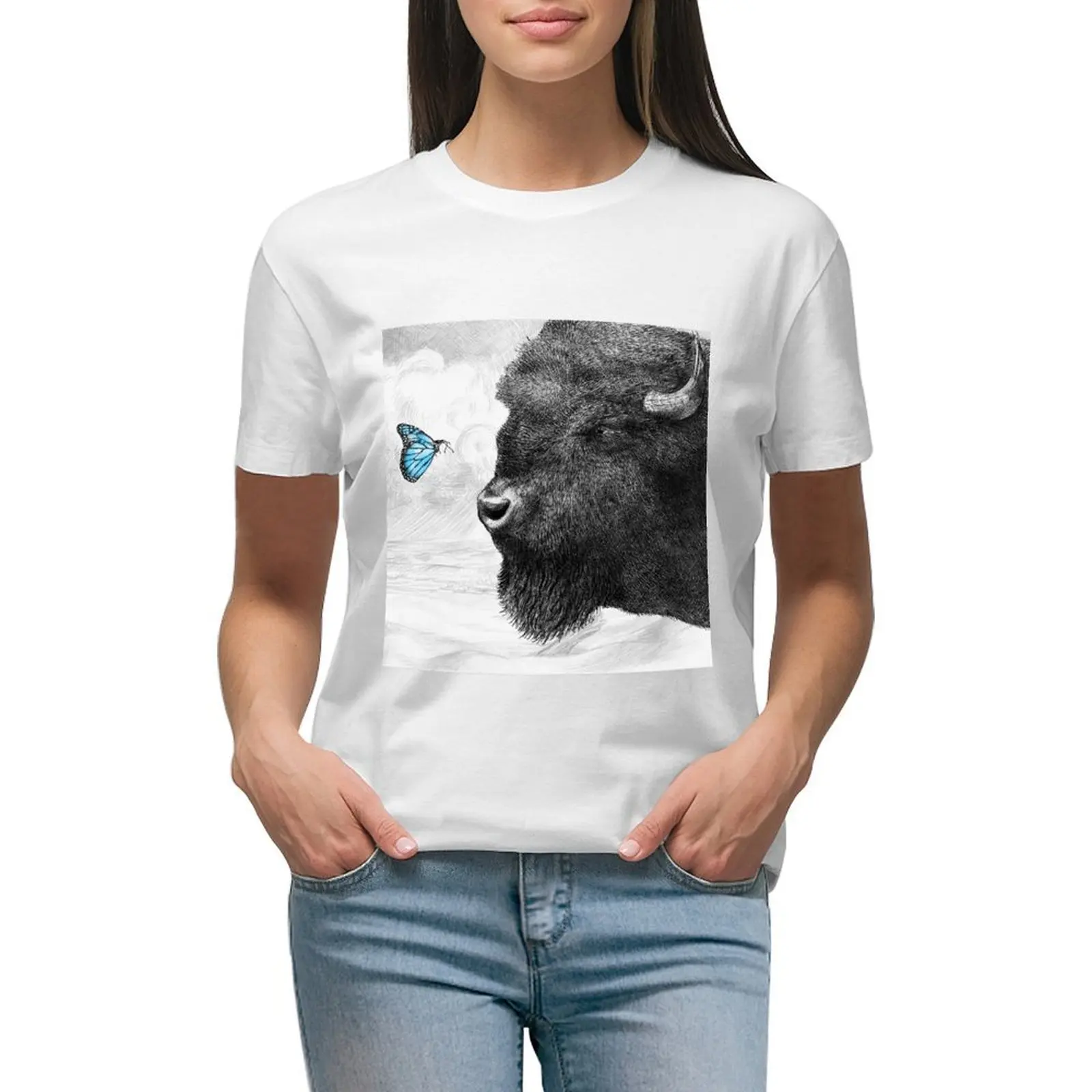 Женская футболка с коротким рукавом Bison and, летняя футболка большого размера с бабочками, тренировочные рубашки для женщин
Женская футболка с коротким рукавом Bison and, летняя футболка большого размера с бабочками, тренировочные рубашки для женщин