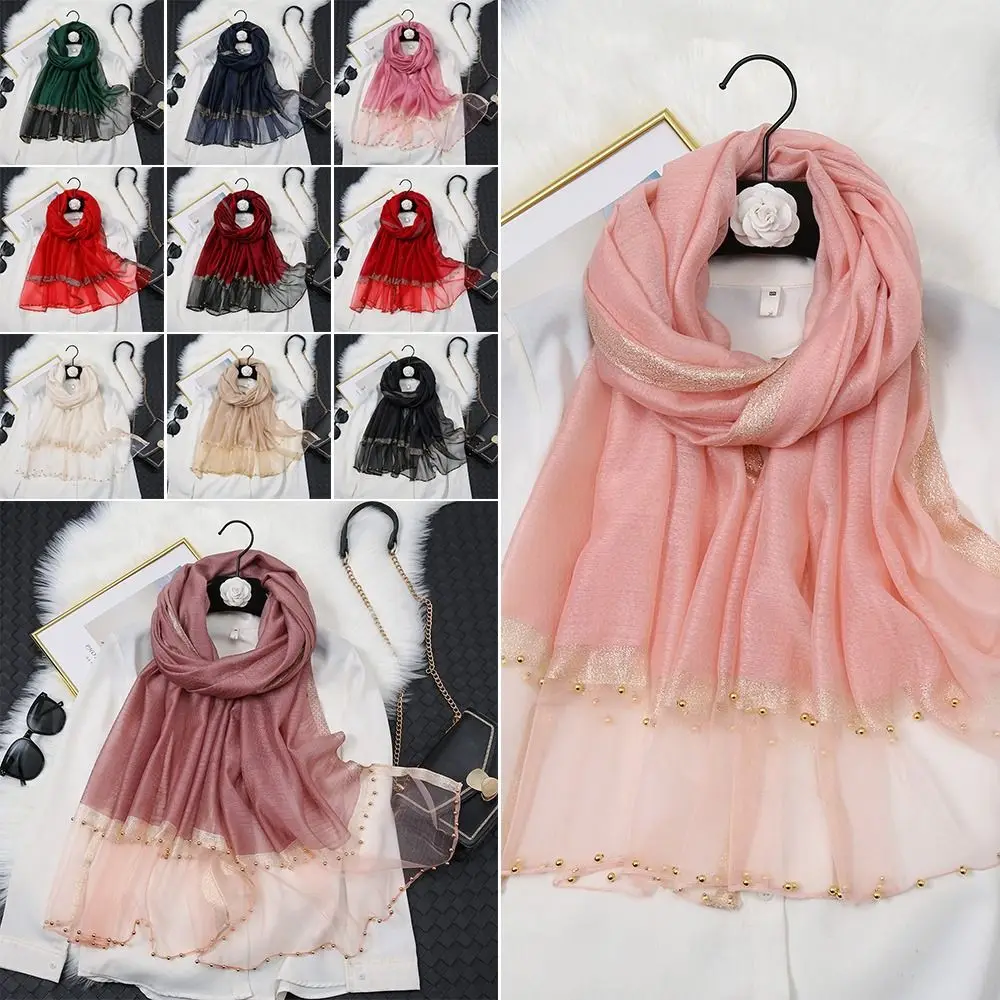 Elegant Organza Silk Scarf with Beads Embroidery Flowers 190*70cm Long Scarves Solid Color Pearl Solid Shawls For Women Hijab
Elegant Organza Silk Scarf with Beads Embroidery Flowers 190*70cm Long Scarves Solid Color Pearl Solid Shawls For Women Hijab