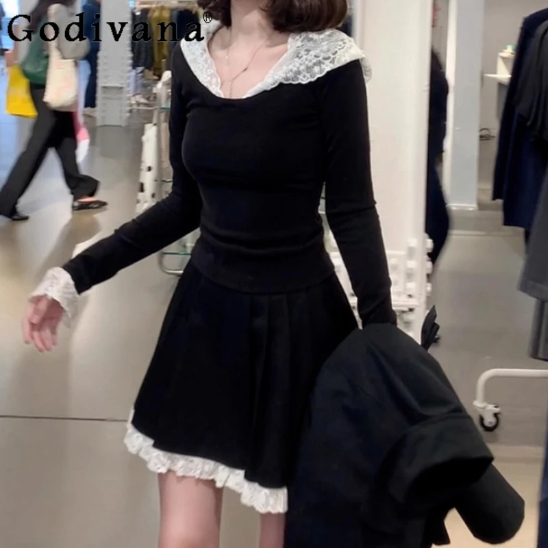 2025 Autumn New Black Hooded Knitted Long Sleeve Top Fashion Elegant Versatile Temperament High-Waisted A-line Lace Skirt Sets
2025 Autumn New Black Hooded Knitted Long Sleeve Top Fashion Elegant Versatile Temperament High-Waisted A-line Lace Skirt Sets