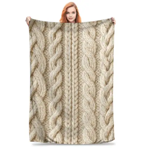 Classical Chaos Cable knit Blankets Lightweight Flannel Sofa Throw Blanket for Home Bedroom Outdoor Throws Bedspread Quilt