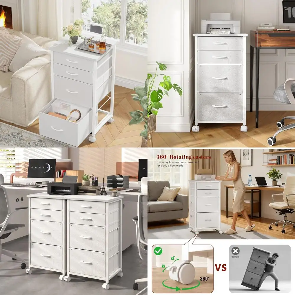 Вертикальный мобильный шкаф для документов формата A4/Letter с 4 тканевыми выдвижными ящиками для домашнего офиса, белый
Вертикальный мобильный шкаф для документов формата A4/Letter с 4 тканевыми выдвижными ящиками для домашнего офиса, белый