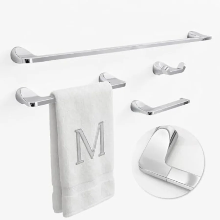 Bathroom Towel Holder Set - 4 Pieces Bathroom Accessories Sets - Heavy Duty Bathroom Accessory Set 25'' Towel Bar Robe Hooks an
Bathroom Towel Holder Set - 4 Pieces Bathroom Accessories Sets - Heavy Duty Bathroom Accessory Set 25'' Towel Bar Robe Hooks an