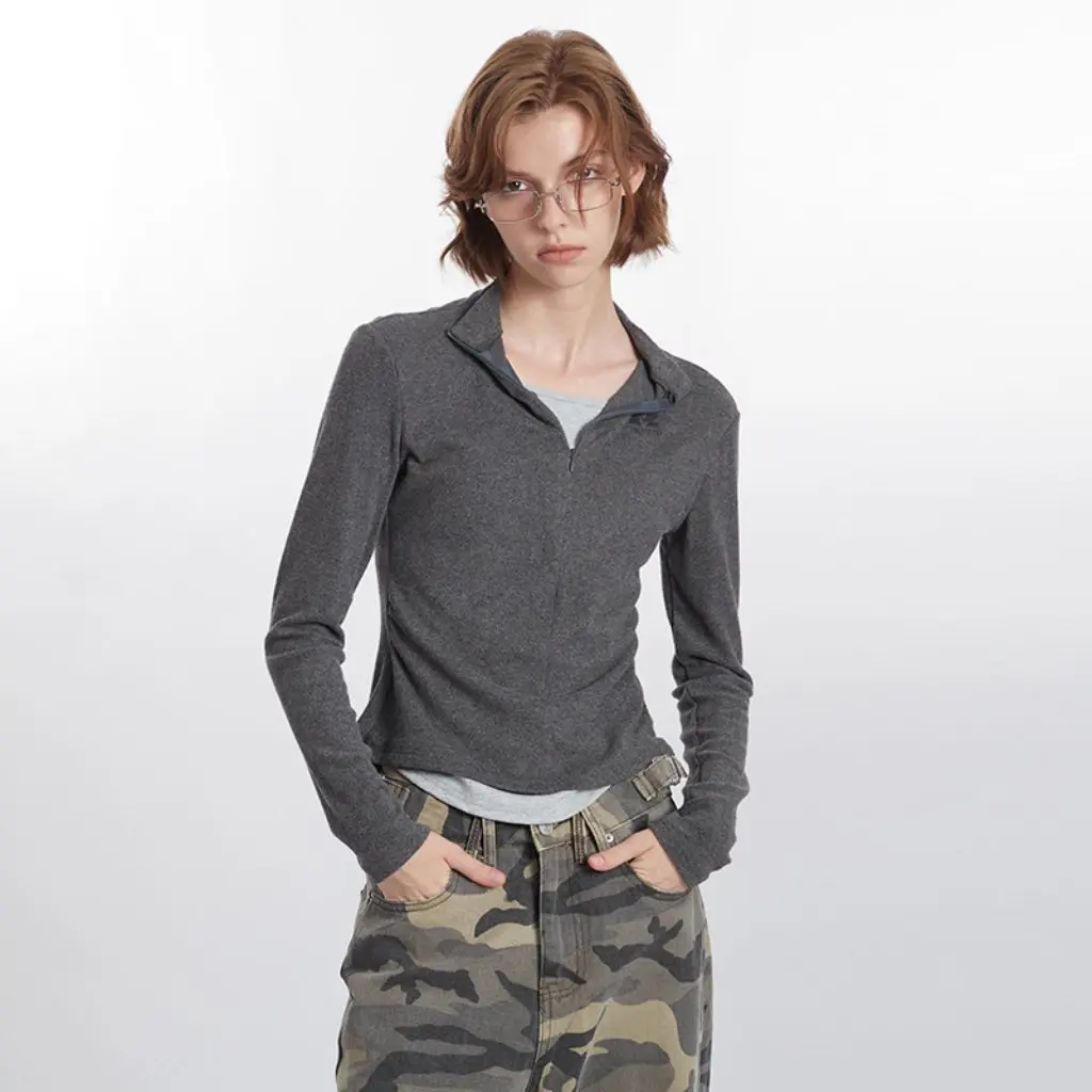 HeyHenry Women's Long-Sleeved T-Shirt Slim-Fit Casual Collar Half-Zipper Design European American Style for Autumn
HeyHenry Women's Long-Sleeved T-Shirt Slim-Fit Casual Collar Half-Zipper Design European American Style for Autumn