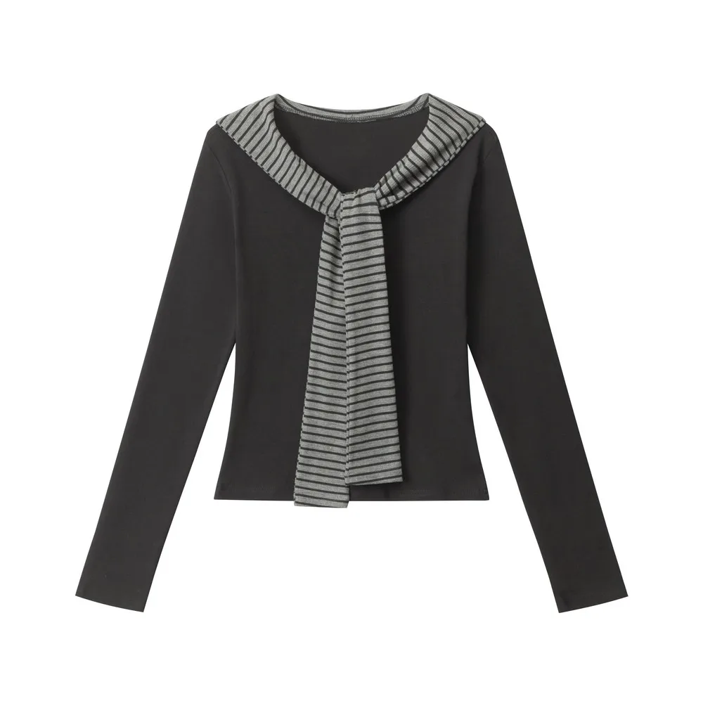 Design Scarf Collar Womens Girl's T-shirts Winter Autumn Office Ladies Elegant Patchwork Basic Long Sleeve Slim Fit Tops
Design Scarf Collar Womens Girl's T-shirts Winter Autumn Office Ladies Elegant Patchwork Basic Long Sleeve Slim Fit Tops