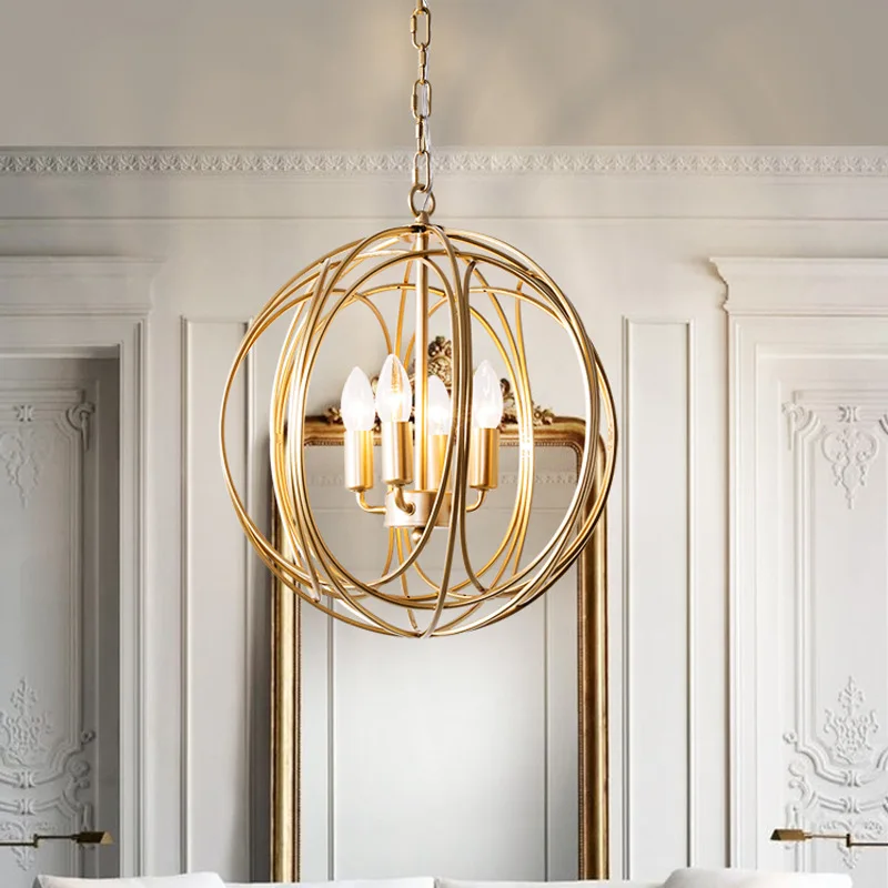 American country chandelier creative gold cloakroom bedroom light entrance wrought iron balcony spherical restaurant light
American country chandelier creative gold cloakroom bedroom light entrance wrought iron balcony spherical restaurant light