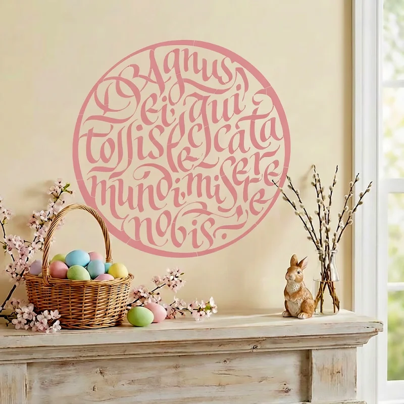 Wall Stencil For Painting Round Prayer Template Agnus Dei Qui Tollis Peccata Mundi Miserere Nobis Calligraphy Easter Crafts
Wall Stencil For Painting Round Prayer Template Agnus Dei Qui Tollis Peccata Mundi Miserere Nobis Calligraphy Easter Crafts