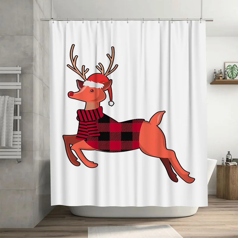 Tuniu Праздничный Олень Занавеска Для Душа Милый Рождественский Олень Декор Для Ванной Комнаты Водонепроницаемая Праздничная Тканевая Панель Очаровательный Дизайн Животных 
Tuniu Праздничный Олень Занавеска Для Душа Милый Рождественский Олень Декор Для Ванной Комнаты Водонепроницаемая Праздничная Тканевая Панель Очаровательный Дизайн Животных