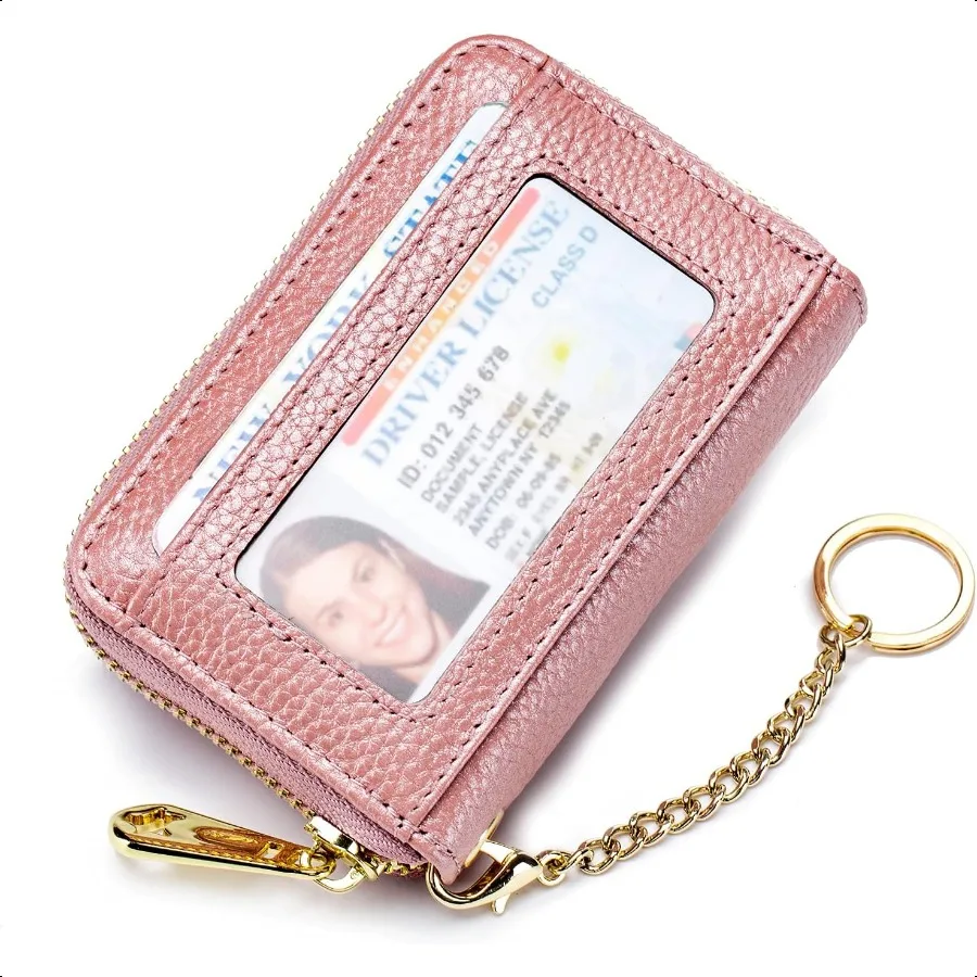 RFID Credit Card Holder Wallet with Keychain ID Window Small Leather Zipper Card Case for Women Horizontal 10 Slots Pink
RFID Credit Card Holder Wallet with Keychain ID Window Small Leather Zipper Card Case for Women Horizontal 10 Slots Pink
