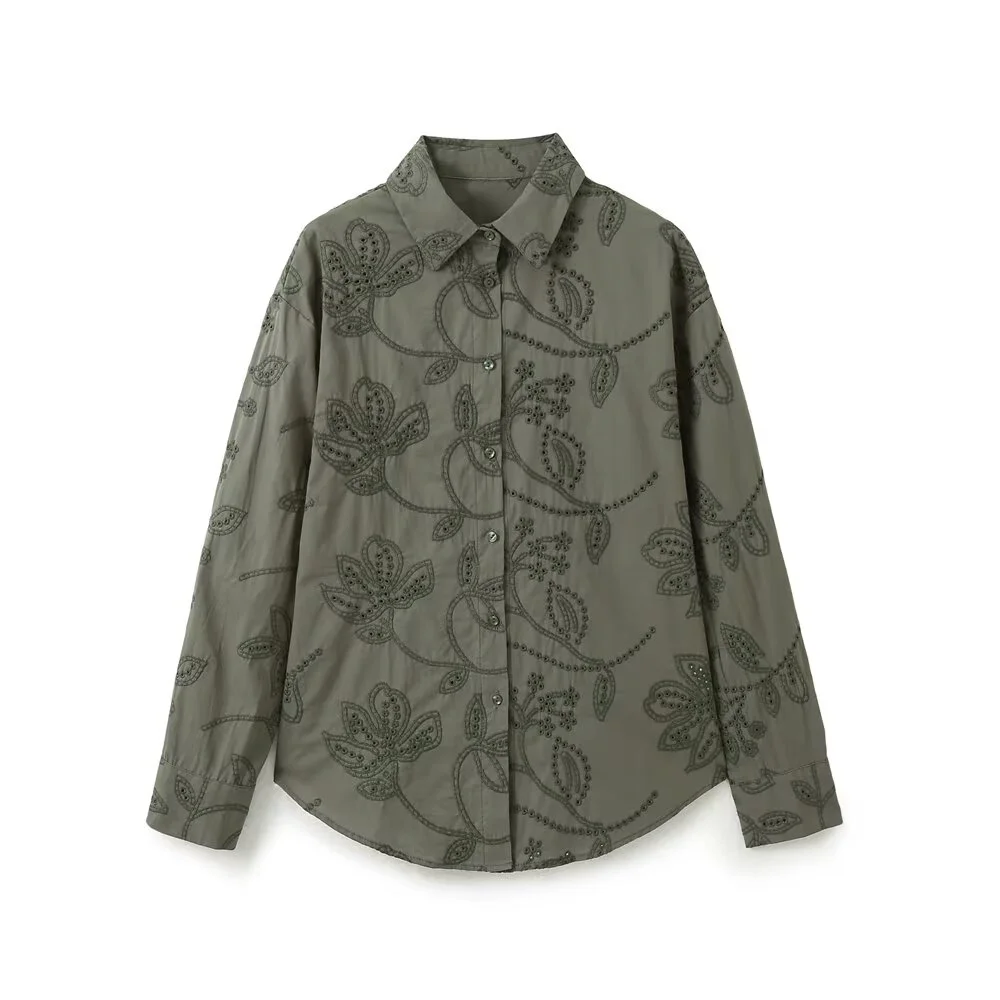 PB&ZA2025 Rustic Bohemian Artistic Natural Exquisite Olive Green Floral - embroidered Long - sleeve Button - up Shirt
PB&ZA2025 Rustic Bohemian Artistic Natural Exquisite Olive Green Floral - embroidered Long - sleeve Button - up Shirt