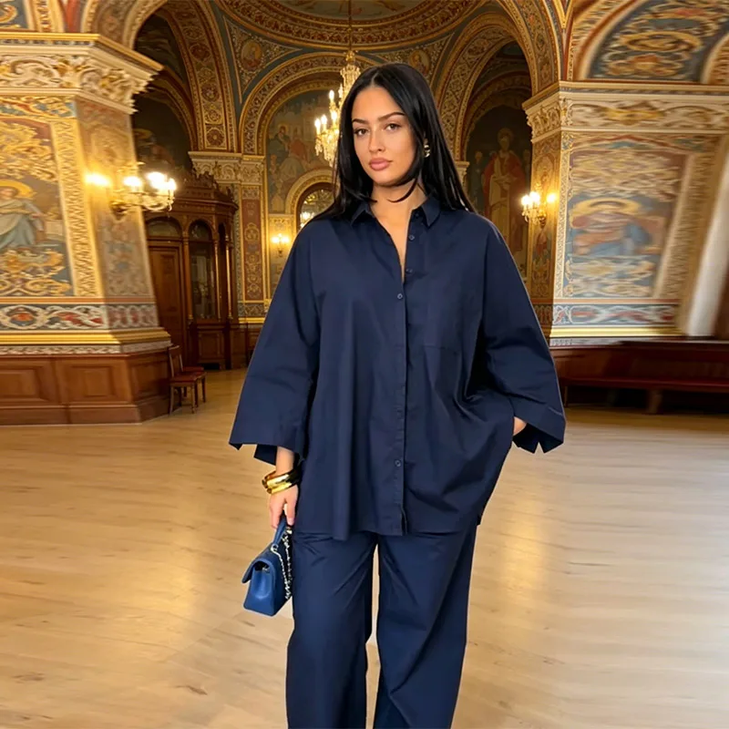 Women's 2 Piece Outfit Trendy Oversized Long Sleeves Button Down Shirt Cozy Wide Leg Pants 2026 New Casual Commuting Streetwear
Women's 2 Piece Outfit Trendy Oversized Long Sleeves Button Down Shirt Cozy Wide Leg Pants 2026 New Casual Commuting Streetwear