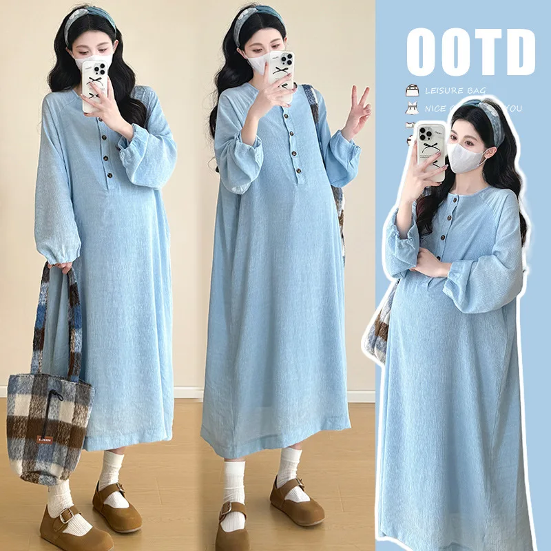Cozy Autumn Maternity Dress for Pregnant Women Loose Comfortable Long Dress Stylish Casual Pregnancy Outfit for Fall Season
Cozy Autumn Maternity Dress for Pregnant Women Loose Comfortable Long Dress Stylish Casual Pregnancy Outfit for Fall Season