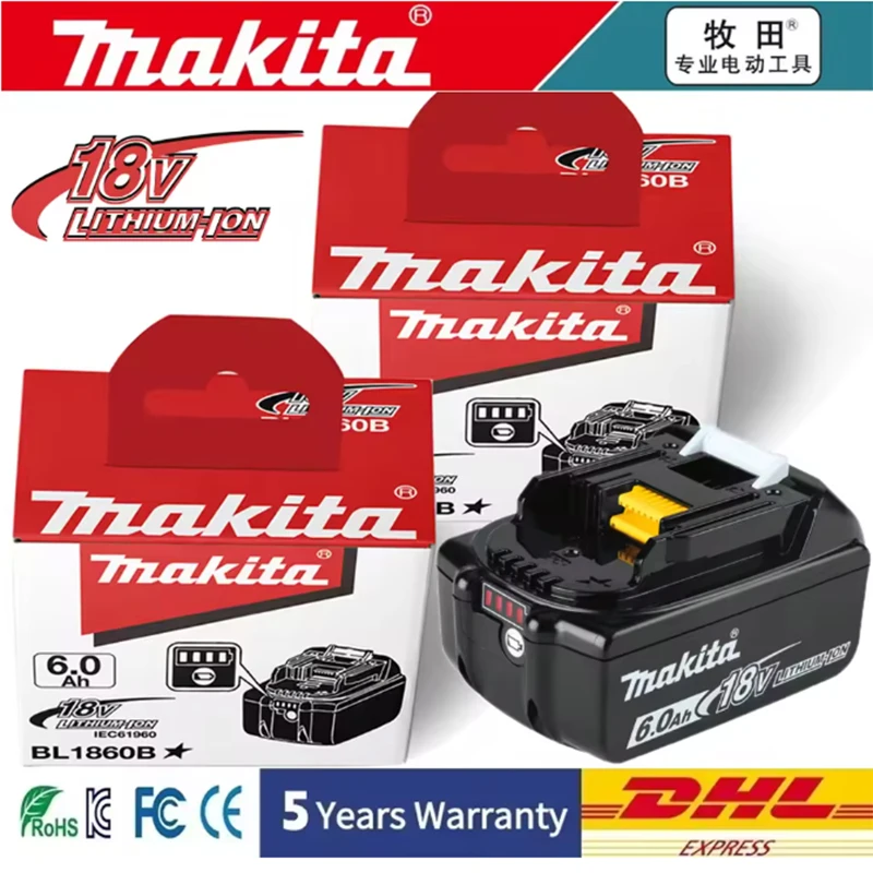 18V Makita Original Lithium Battery Replacement - 6Ah Compatible with BL1830B BL1850 BL1840 BL1860 BL1815 Cordless Battery
18V Makita Original Lithium Battery Replacement - 6Ah Compatible with BL1830B BL1850 BL1840 BL1860 BL1815 Cordless Battery