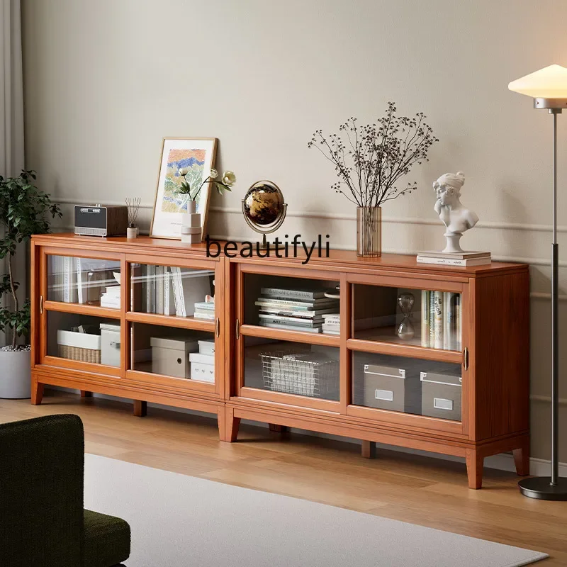 lAmerican solid wood short, floor-to-ceiling living room home bookshelf with glass door, low cabinet sliding door
lAmerican solid wood short, floor-to-ceiling living room home bookshelf with glass door, low cabinet sliding door