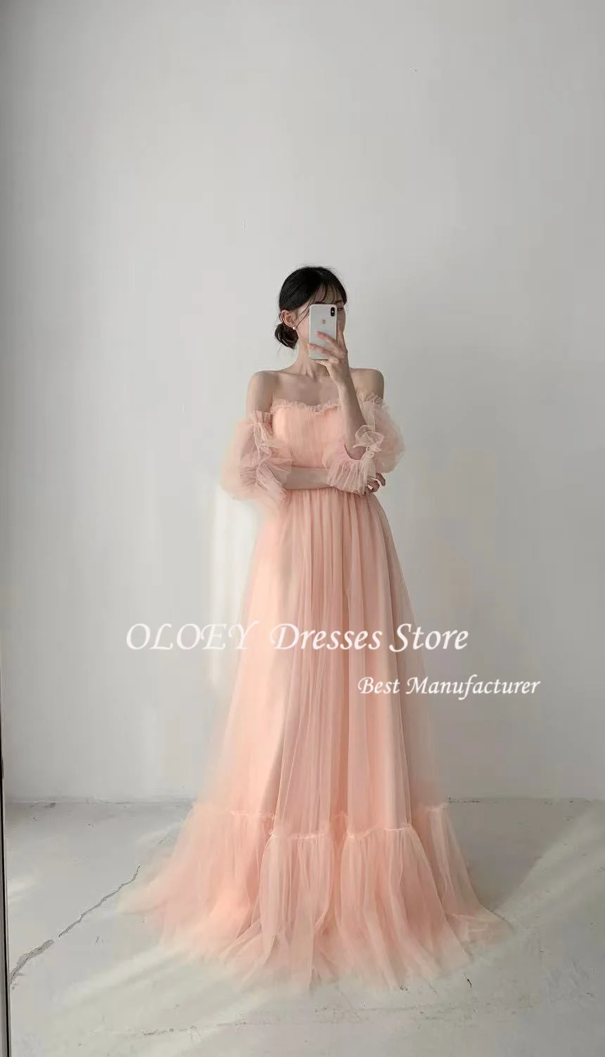 OLOEY Fairy Blush Pink Tulle Evening Dresses For Wedding Party Square Collar Sleeves Prom Gowns Photo shoot Lace Up Back
OLOEY Fairy Blush Pink Tulle Evening Dresses For Wedding Party Square Collar Sleeves Prom Gowns Photo shoot Lace Up Back